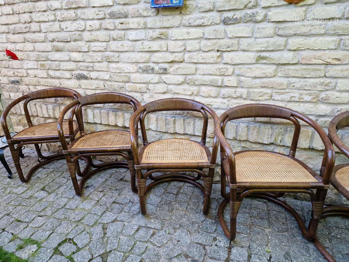 Vintažinės mid century ratango kėdės - nuotraukos Nr. 11