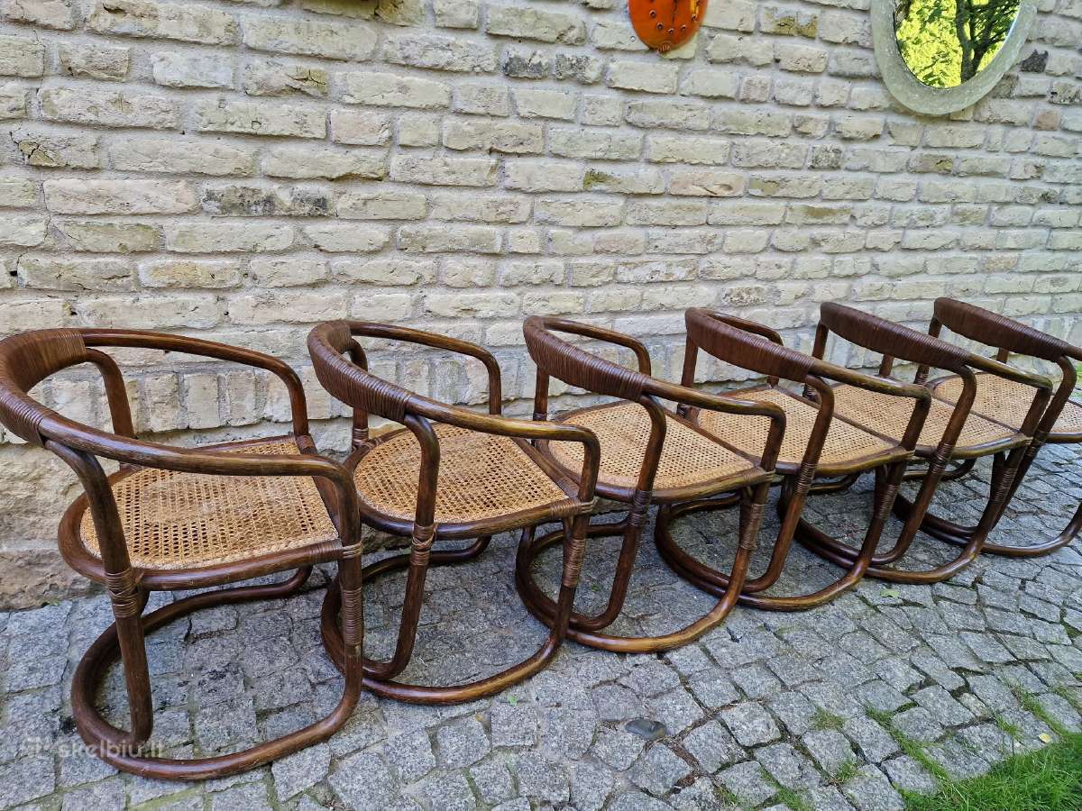 Vintažinės mid century ratango kėdės - nuotraukos Nr. 13