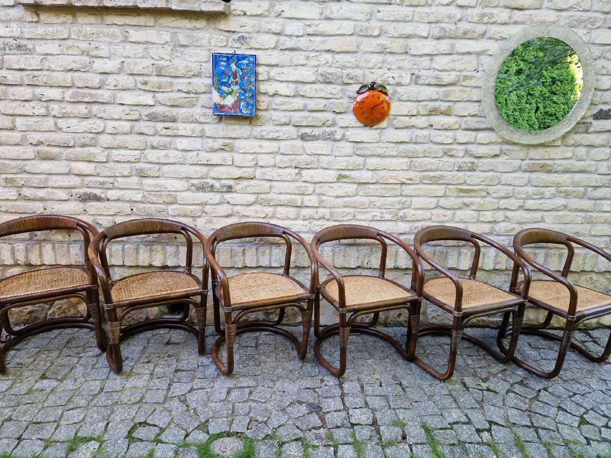 Vintažinės mid century ratango kėdės - nuotraukos Nr. 14