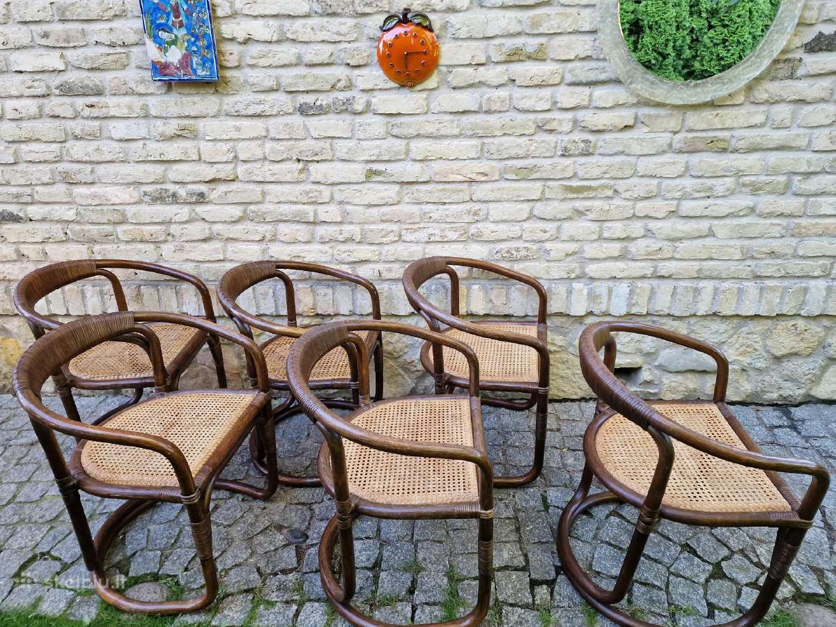 Vintažinės mid century ratango kėdės - nuotraukos Nr. 16