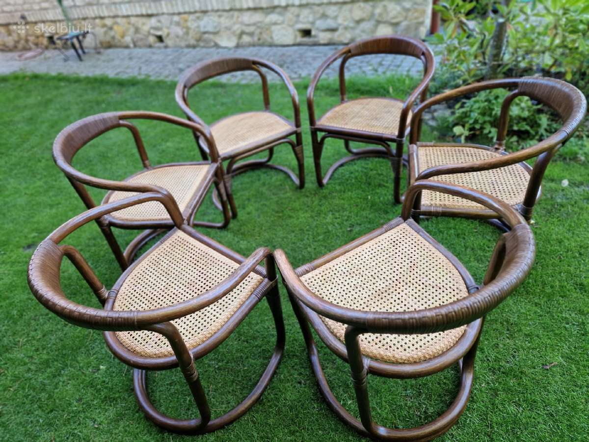 Vintažinės mid century ratango kėdės - nuotraukos Nr. 20