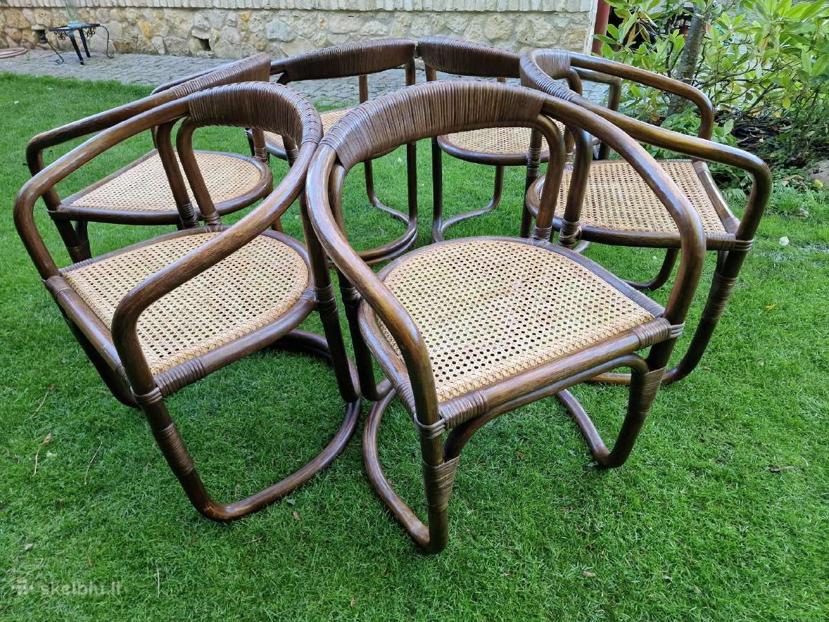 Vintažinės mid century ratango kėdės - nuotraukos Nr. 25