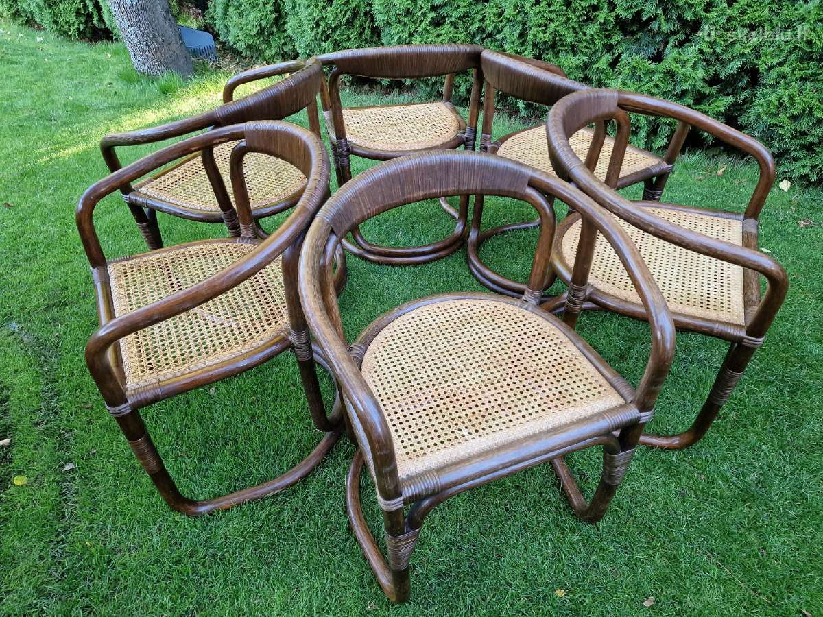 Vintažinės mid century ratango kėdės - nuotraukos Nr. 27