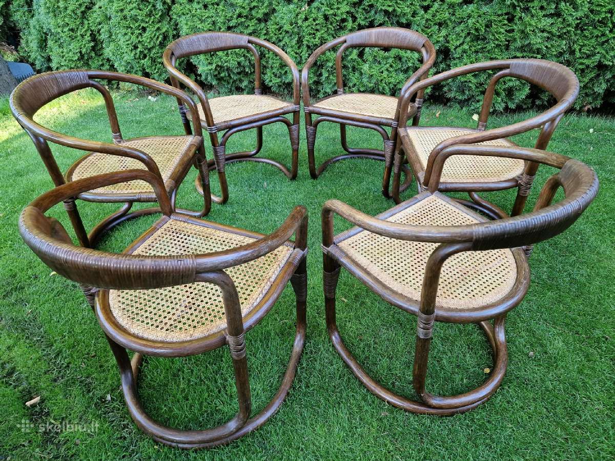 Vintažinės mid century ratango kėdės - nuotraukos Nr. 28
