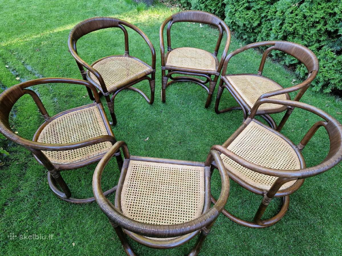 Vintažinės mid century ratango kėdės - nuotraukos Nr. 35