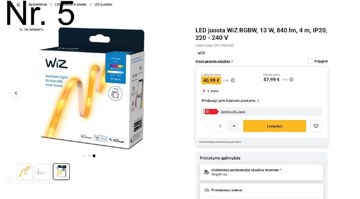 Wiz Lightstrip Strip LED juosta lempos ir priedai - nuotraukos Nr. 6