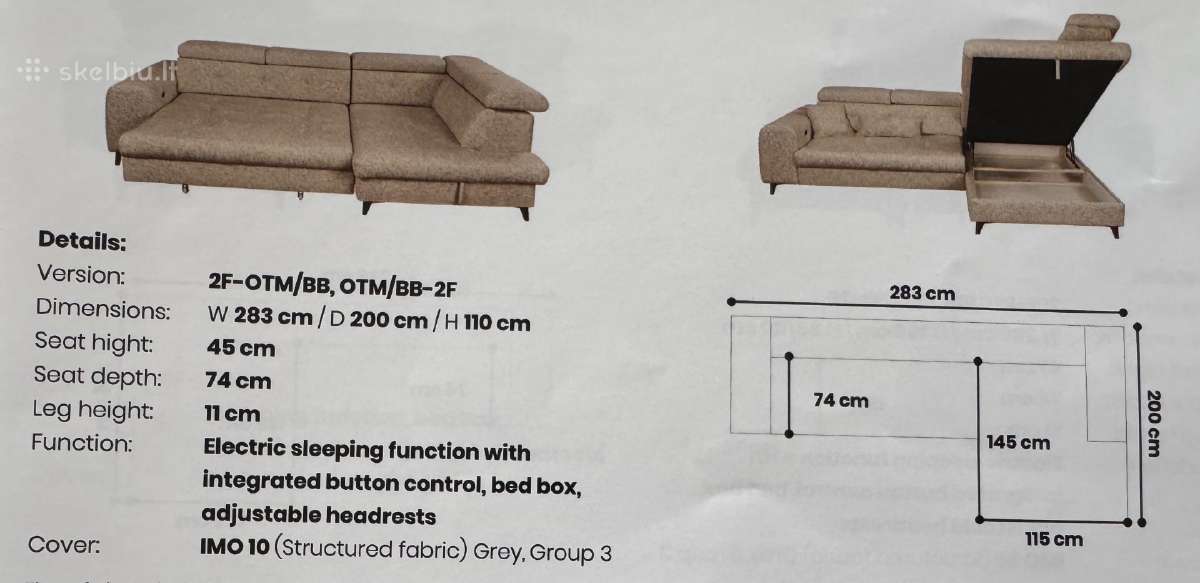 Kampine sofa lova - nuotraukos Nr. 5