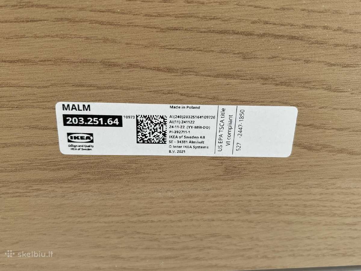 Ikea Malm + grotelės + 2 stalčiai - nuotraukos Nr. 2