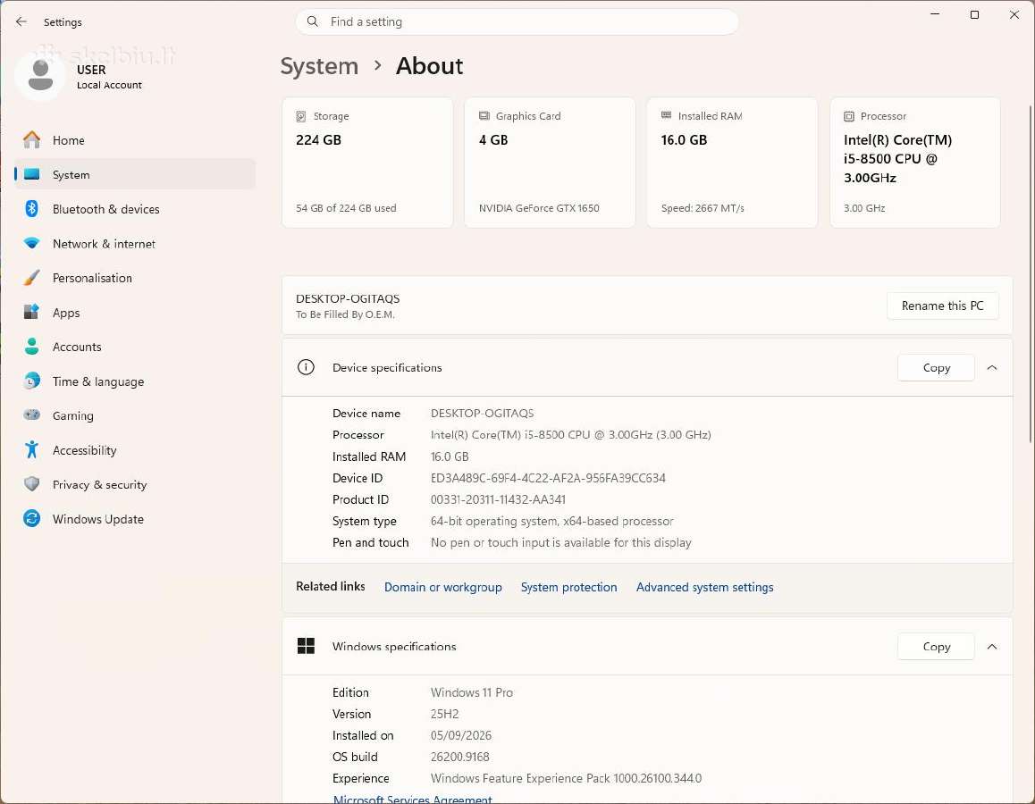 Gaming Pc i5-8500 Gtx 1650 4gb 16gb RAM - nuotraukos Nr. 3