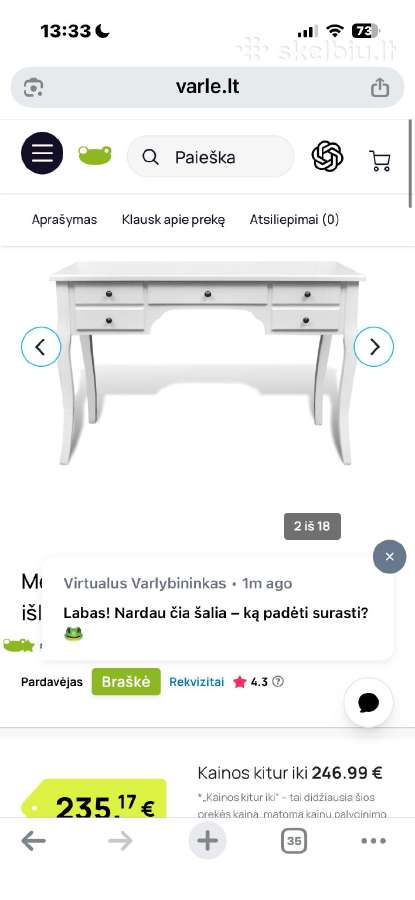 Rašomasis stalas, romantinis stilius - nuotraukos Nr. 5