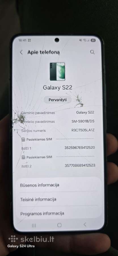 Samsung s22 8/256gb skilęs dar veikiantis. - nuotraukos Nr. 2