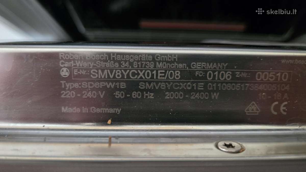 Indaplovė Bosch Smv8ycx01e/08 (su defektu) - nuotraukos Nr. 7