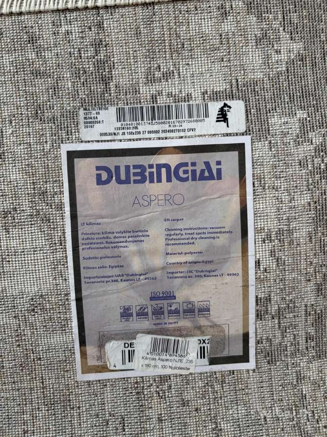Dubingiai Aspero kilimas 160x230 cm - nuotraukos Nr. 5