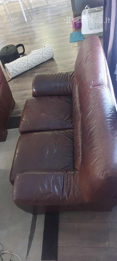 Natūralios odos sofa 3+2 - nuotraukos Nr. 3