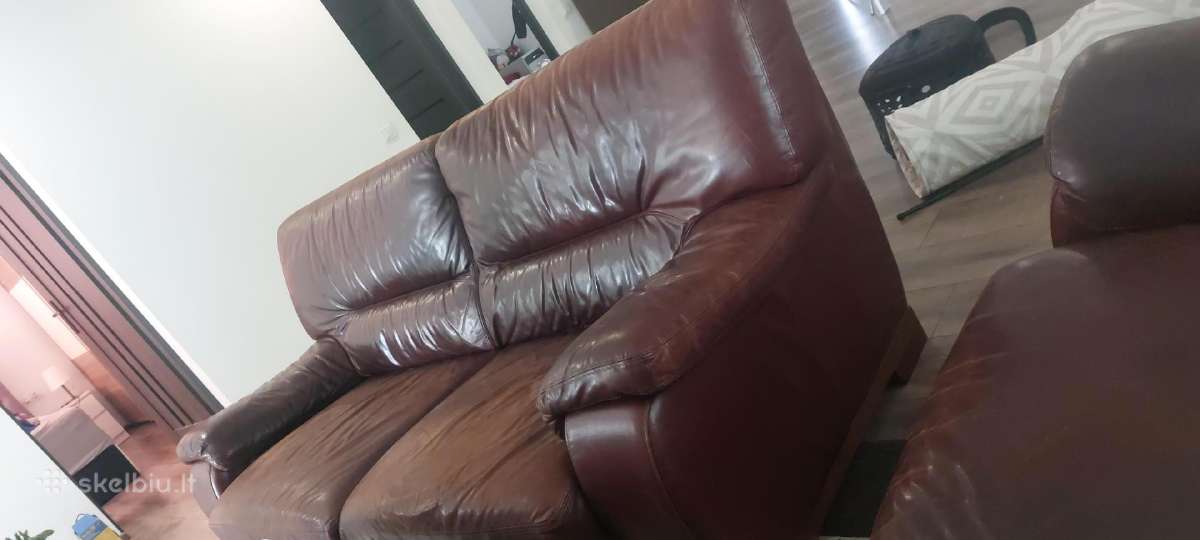 Natūralios odos sofa 3+2 - nuotraukos Nr. 5