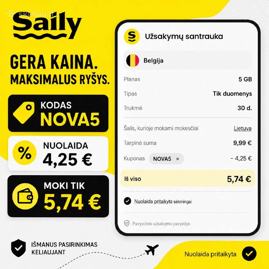 Saily nuolaidos kodas Nova5 4,25 € nuolaida esim - nuotraukos Nr. 4