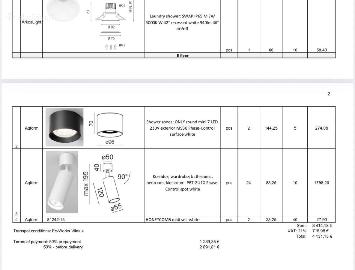 Aqform Shower Zones Only Round Mini 7 LED – 2 vnt - nuotraukos Nr. 4