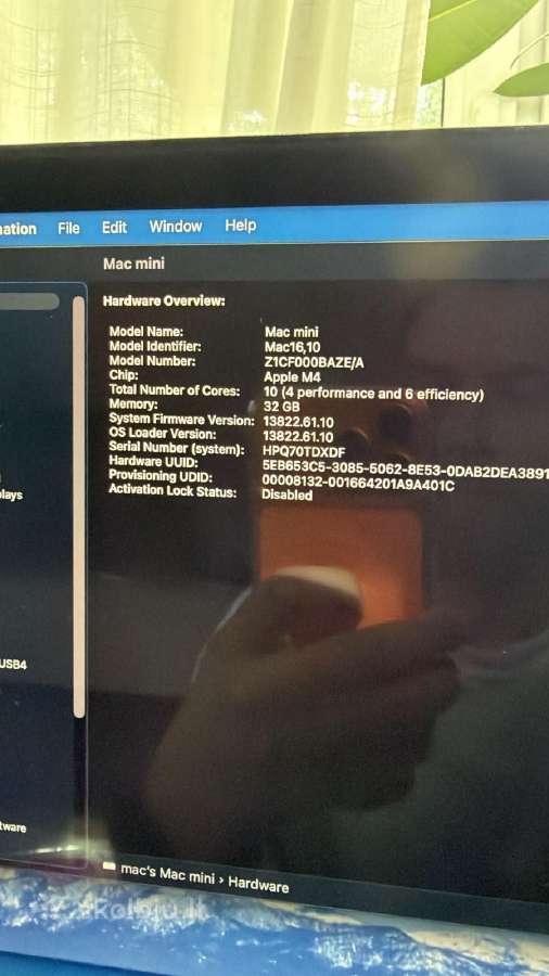 Mac Mini M4 10c Cpu 10c Gpu 32gb RAM 1tb SSD - nuotraukos Nr. 5