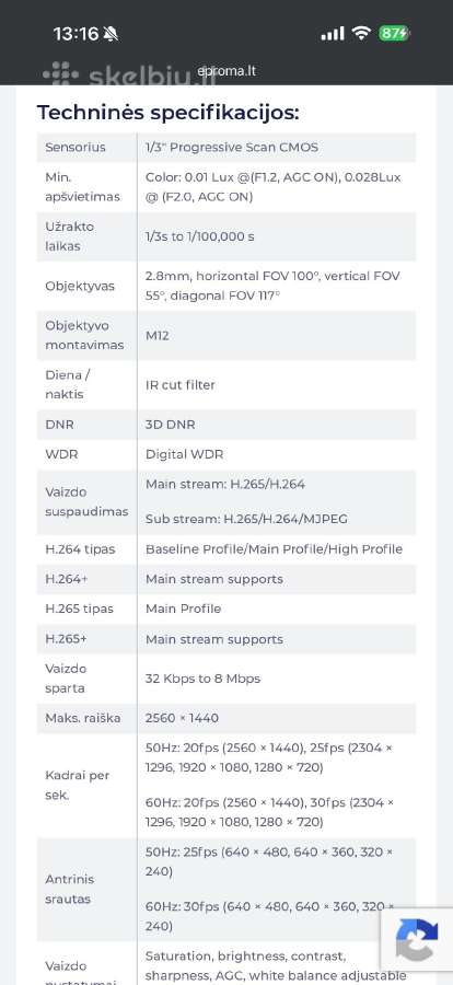Hikvision 4mp, 2.8 mm, Ir 30 m, DS-2cd1043g0-i - nuotraukos Nr. 5