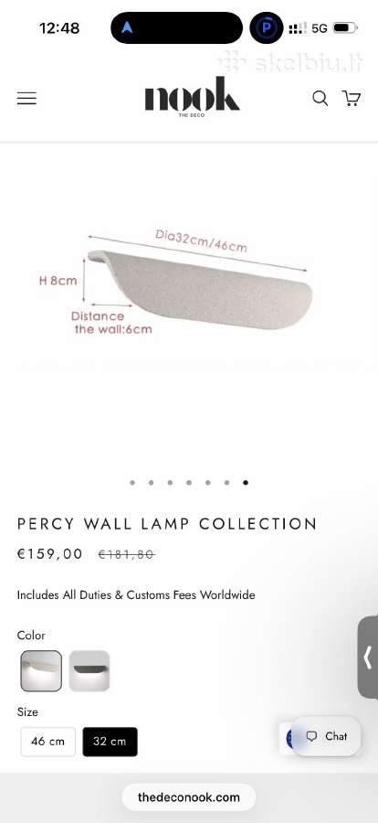 Naujas sieninis šviestuvas Percy Wall Lamp baltas - nuotraukos Nr. 3