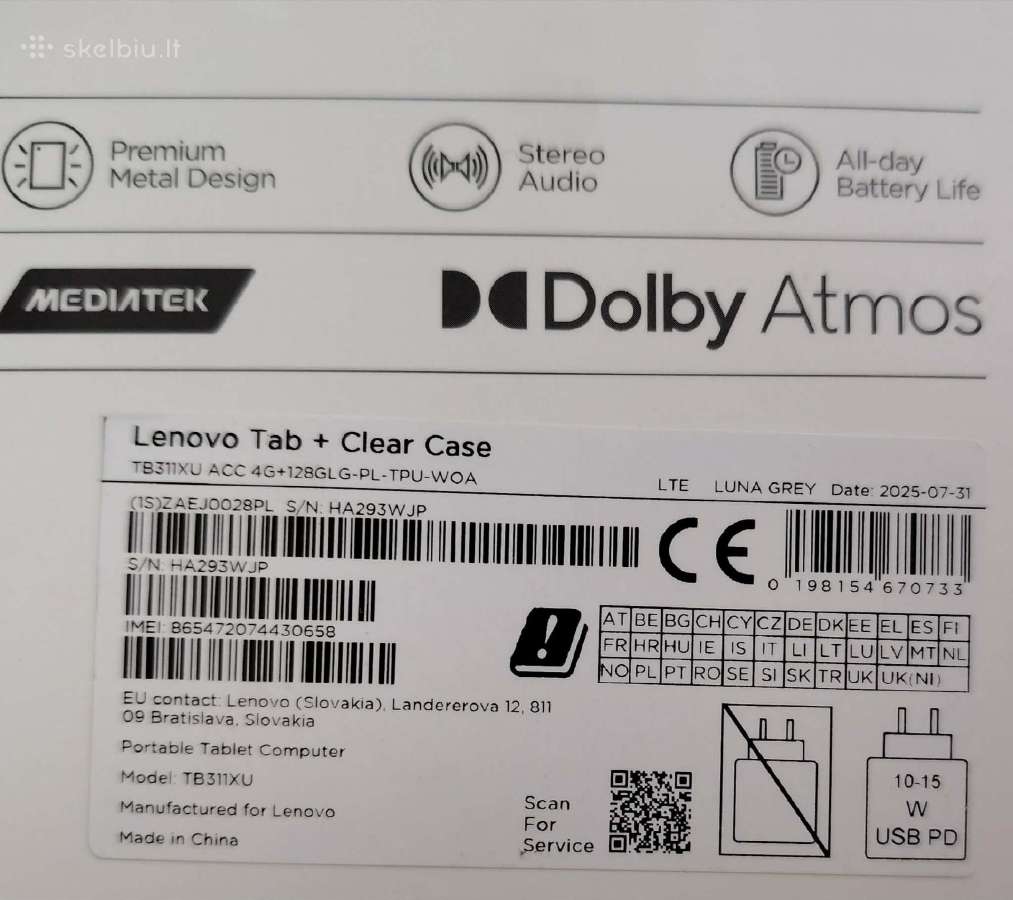 Planšetinis kompiuteris Lenovo Tab Tb311xu - nuotraukos Nr. 5