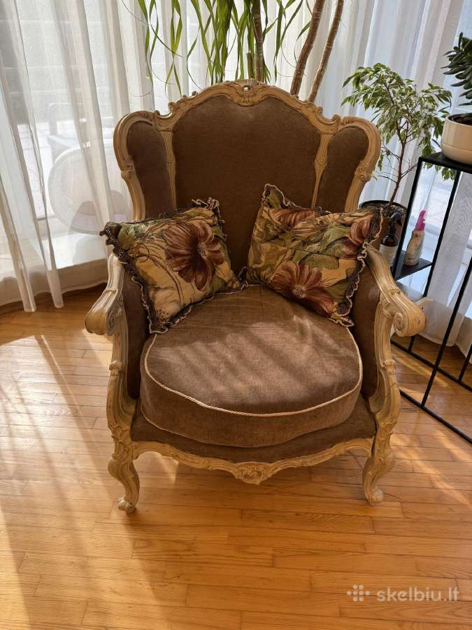 Klasikinė prabangi sofa su foteliu - nuotraukos Nr. 6