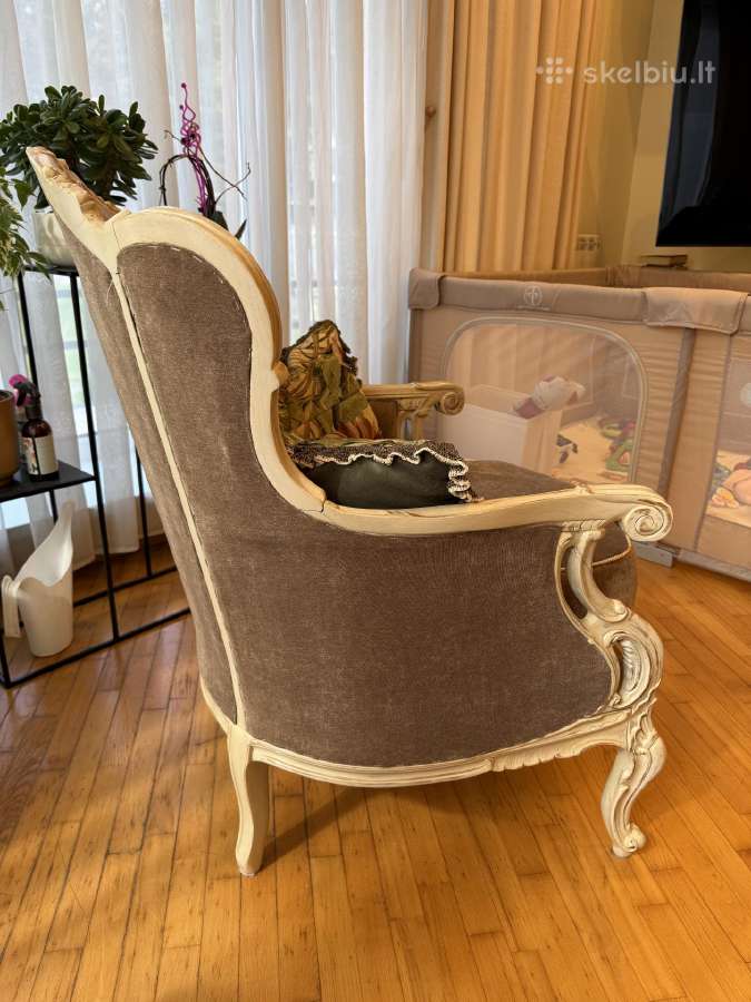 Klasikinė prabangi sofa su foteliu - nuotraukos Nr. 9