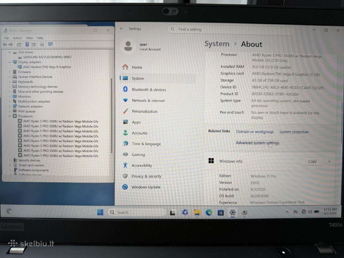 Lenovo T495s - nuotraukos Nr. 14
