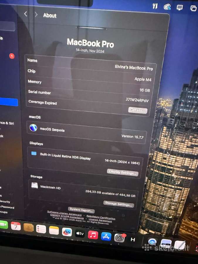 Parduodamas MacBook Pro 14" M4 - nuotraukos Nr. 4