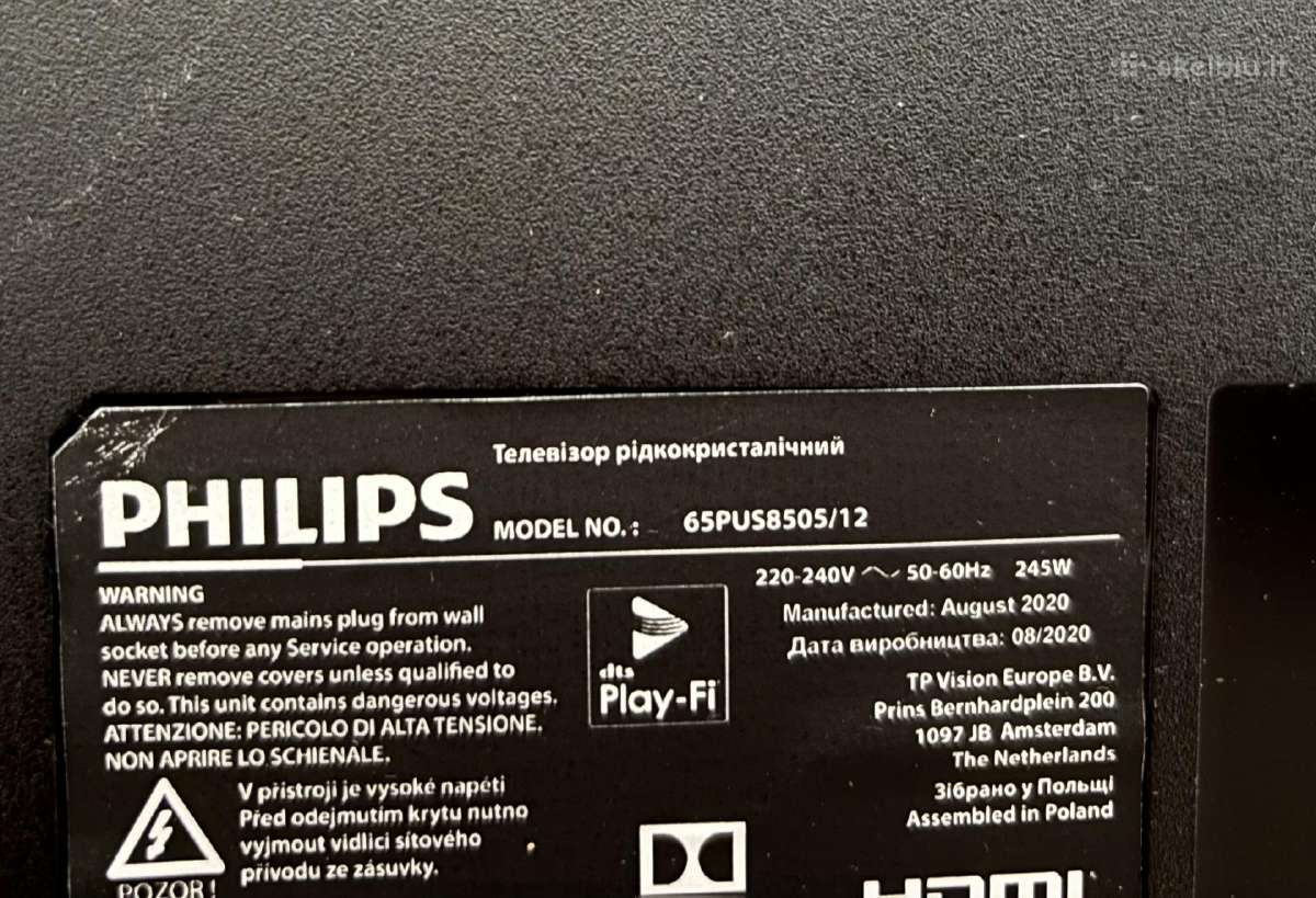 Philips 65pus8505/12 (65" 4k Ambilight) - nuotraukos Nr. 5