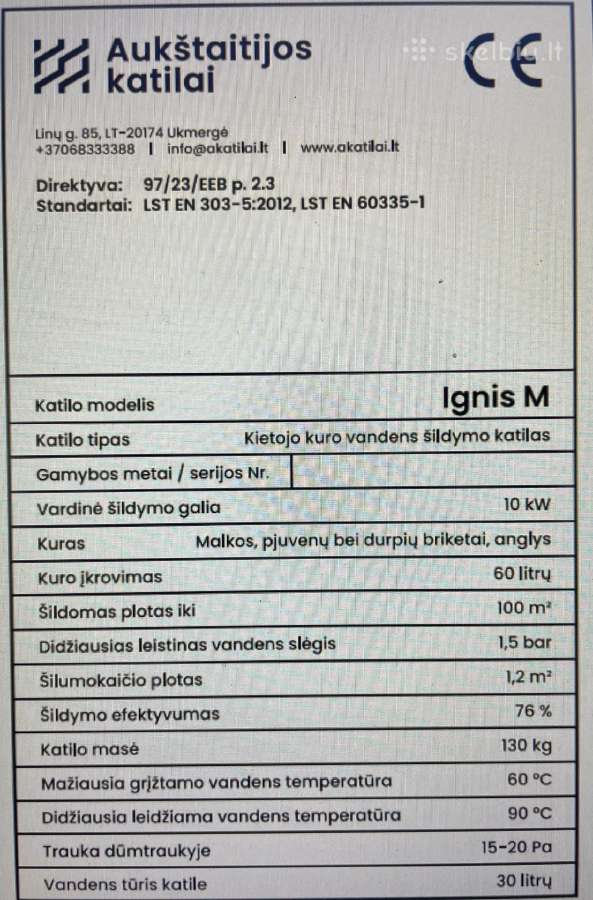 Parduodamas Katilas-viryklė Ignis M - nuotraukos Nr. 3