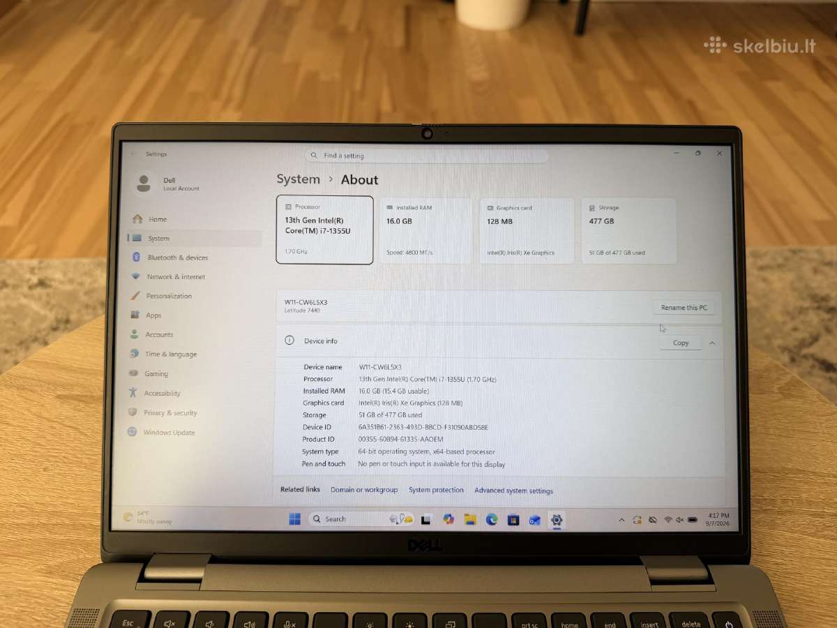 Dell Latitude 7440 - i7, 16gb, 512gb, - nuotraukos Nr. 8