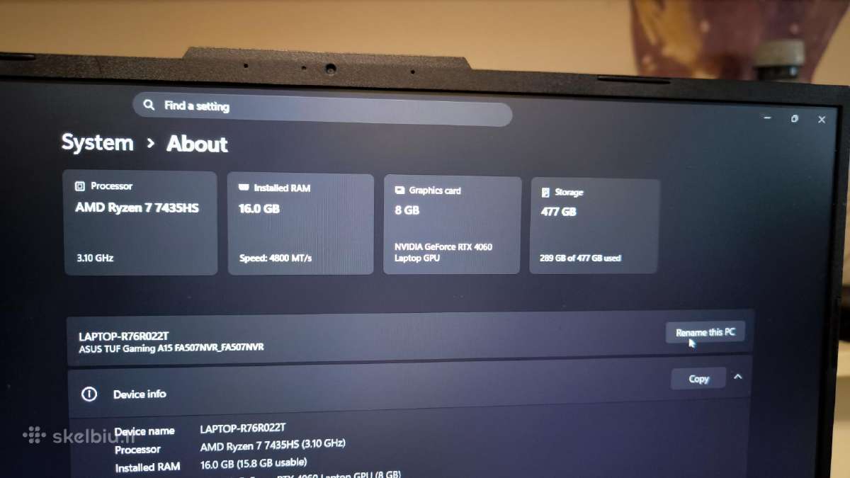 Asus tuf a15 - nuotraukos Nr. 9
