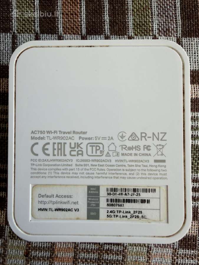 Tp-link Tl-wr902ac Ac750 dviejų dažnių kelioninis - nuotraukos Nr. 2