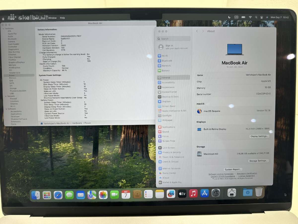 Apple MacBook Air 15" M3 / 16gb / 256gb – Space Gr - nuotraukos Nr. 6