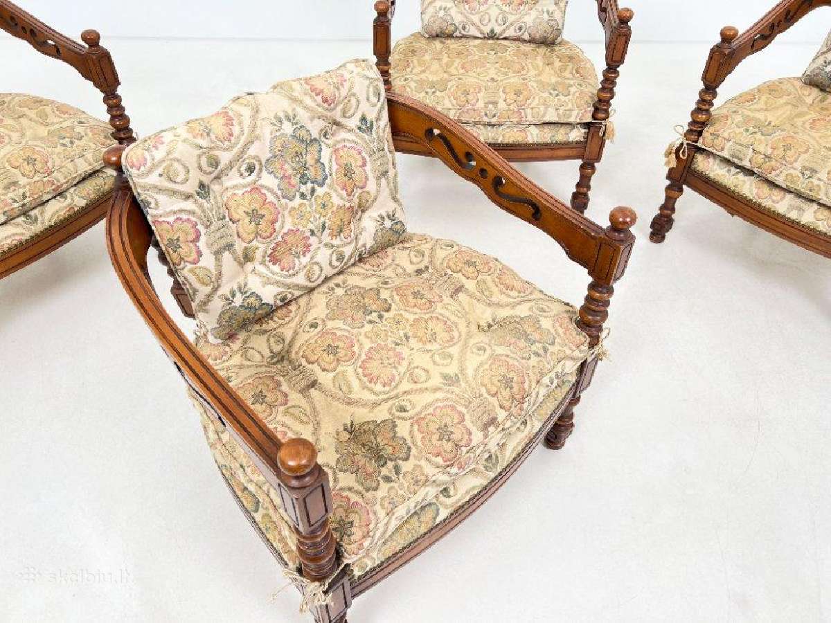 Drožinėtas riešutmedžio krėslas 4 vnt. - nuotraukos Nr. 13