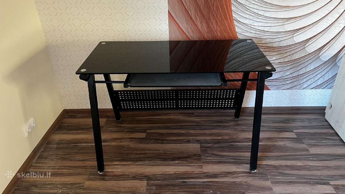 Modernus juodas stiklinis stalas120-60cm - nuotraukos Nr. 5