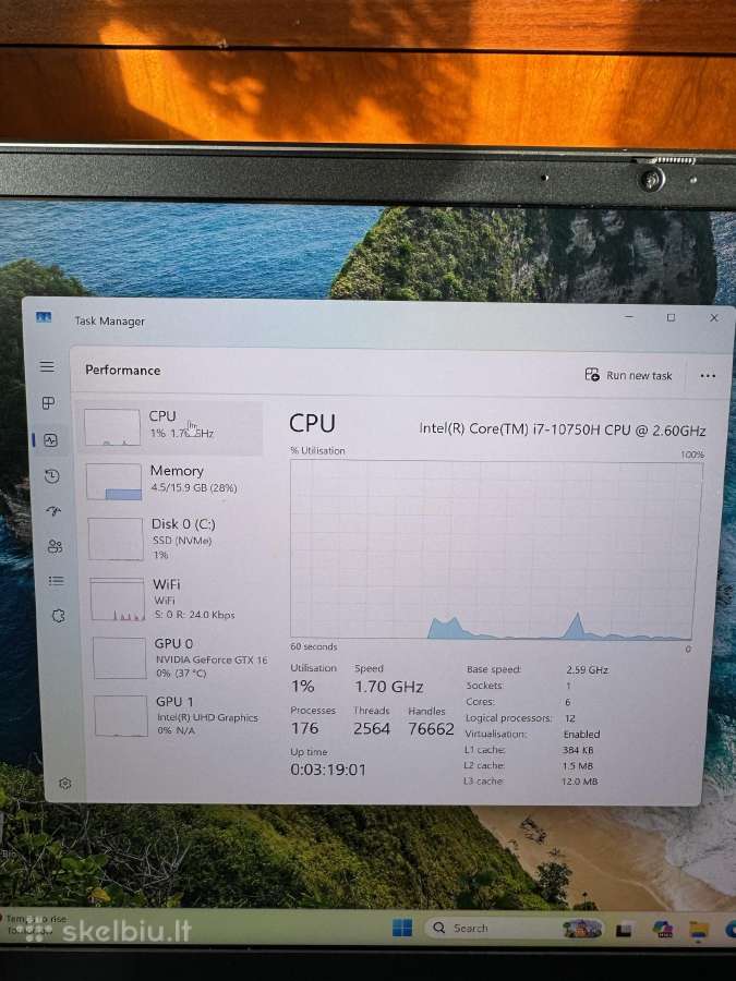 Lenovo i7-10750h/16gb RAM/gtx 1650ti/1tb SSD - nuotraukos Nr. 6