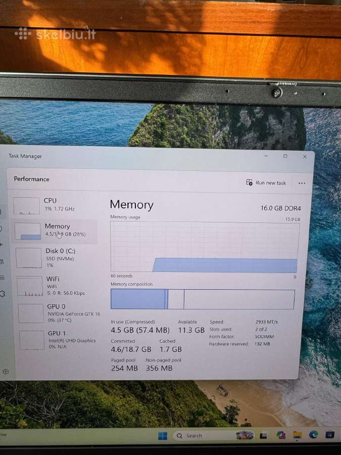 Lenovo i7-10750h/16gb RAM/gtx 1650ti/1tb SSD - nuotraukos Nr. 7