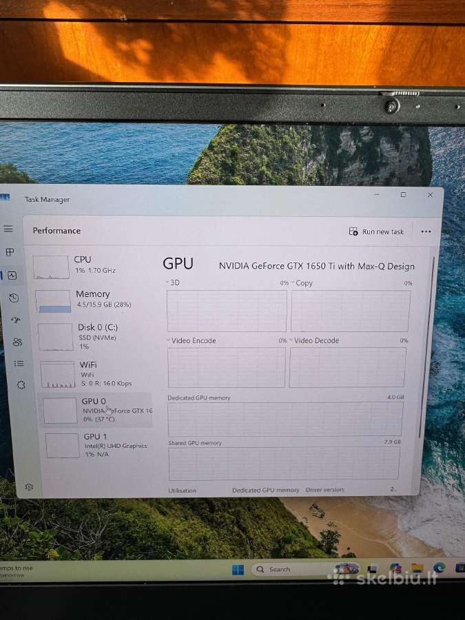 Lenovo i7-10750h/16gb RAM/gtx 1650ti/1tb SSD - nuotraukos Nr. 8