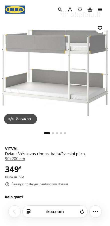Dviaukštė lova Vitval (Ikea) su 2 čiužiniais - nuotraukos Nr. 7