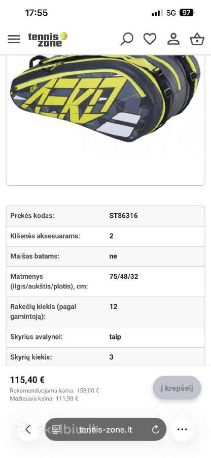 Babolat Pure Aero Rhx12 teniso krepšys - nuotraukos Nr. 3