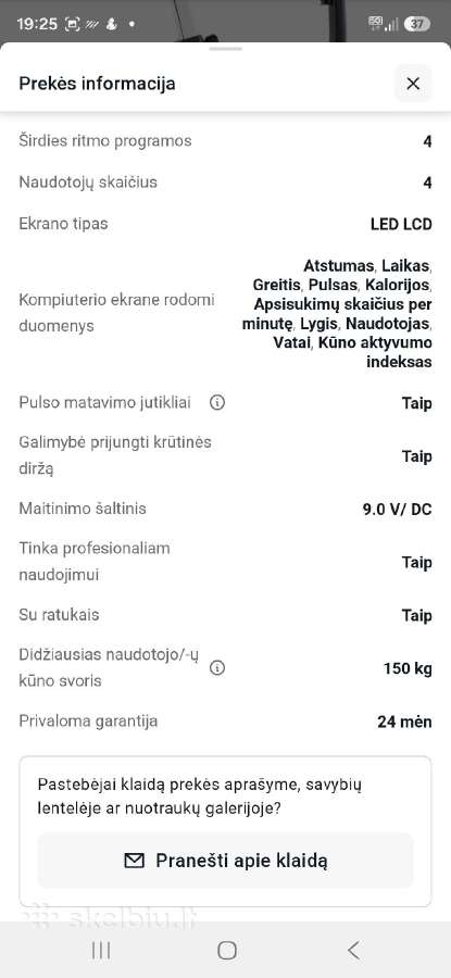 Parduotu dviratinį treniruoklį Tunturi e80 - nuotraukos Nr. 4