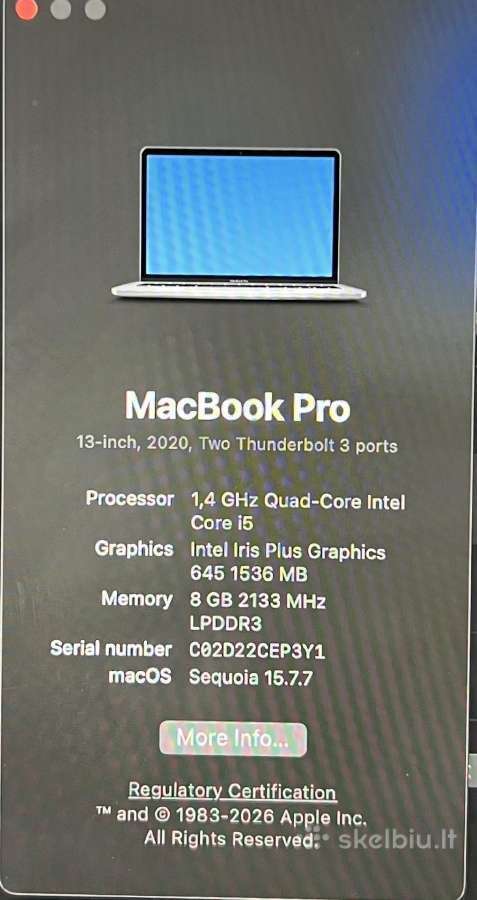 MacBook Pro 13inch 2020 - nuotraukos Nr. 4