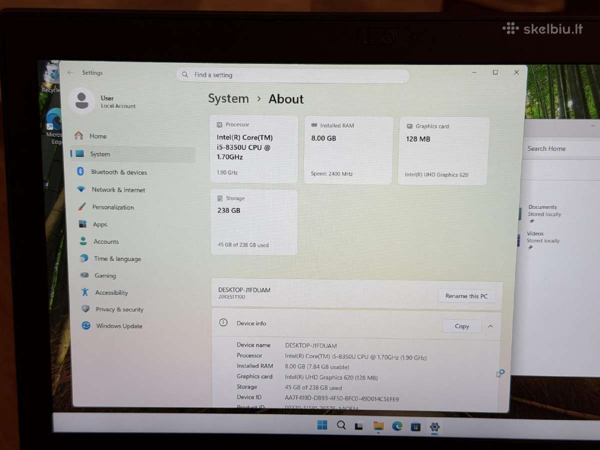 Lenovo Thinkpad X280 - i5 8350u/8/256gb - 1 ciklas - nuotraukos Nr. 8