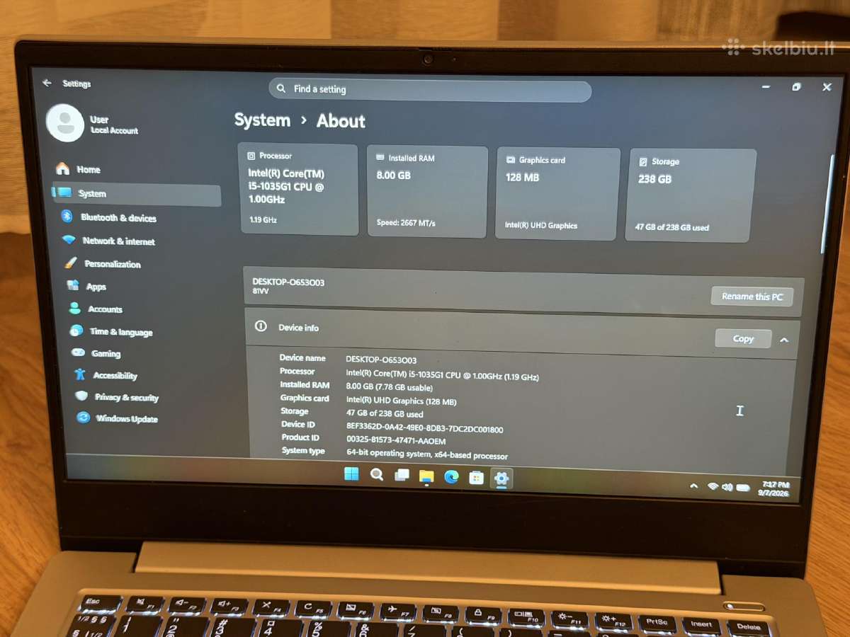 Lenovo Ideapad S340 - i5 1035g1/8/256gb - nuotraukos Nr. 6