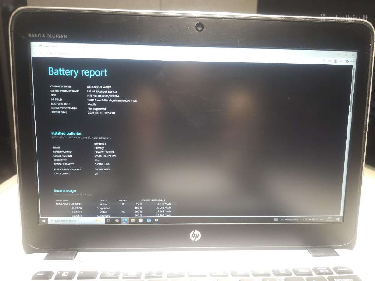Hp Elitebook 820 G3 16 GB RAM 256 GB SSD + Dock - nuotraukos Nr. 4
