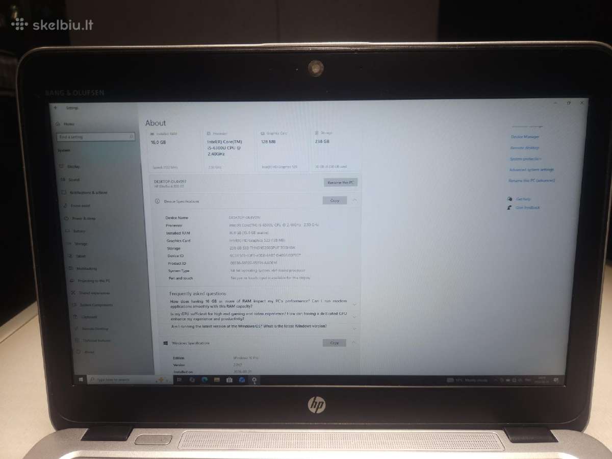 Hp Elitebook 820 G3 16 GB RAM 256 GB SSD + Dock - nuotraukos Nr. 3