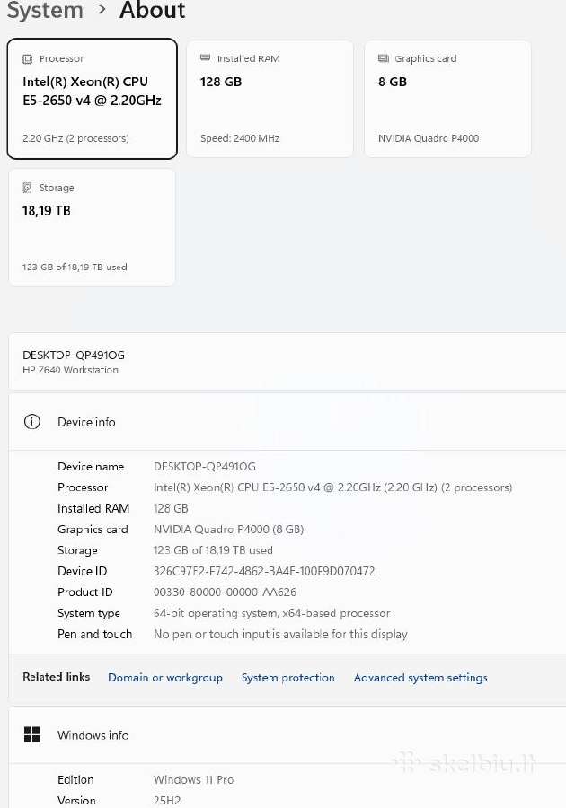 Workstation Z640 2 Cpu 128 GB, 2tb, 18 TB, P4000. - nuotraukos Nr. 12