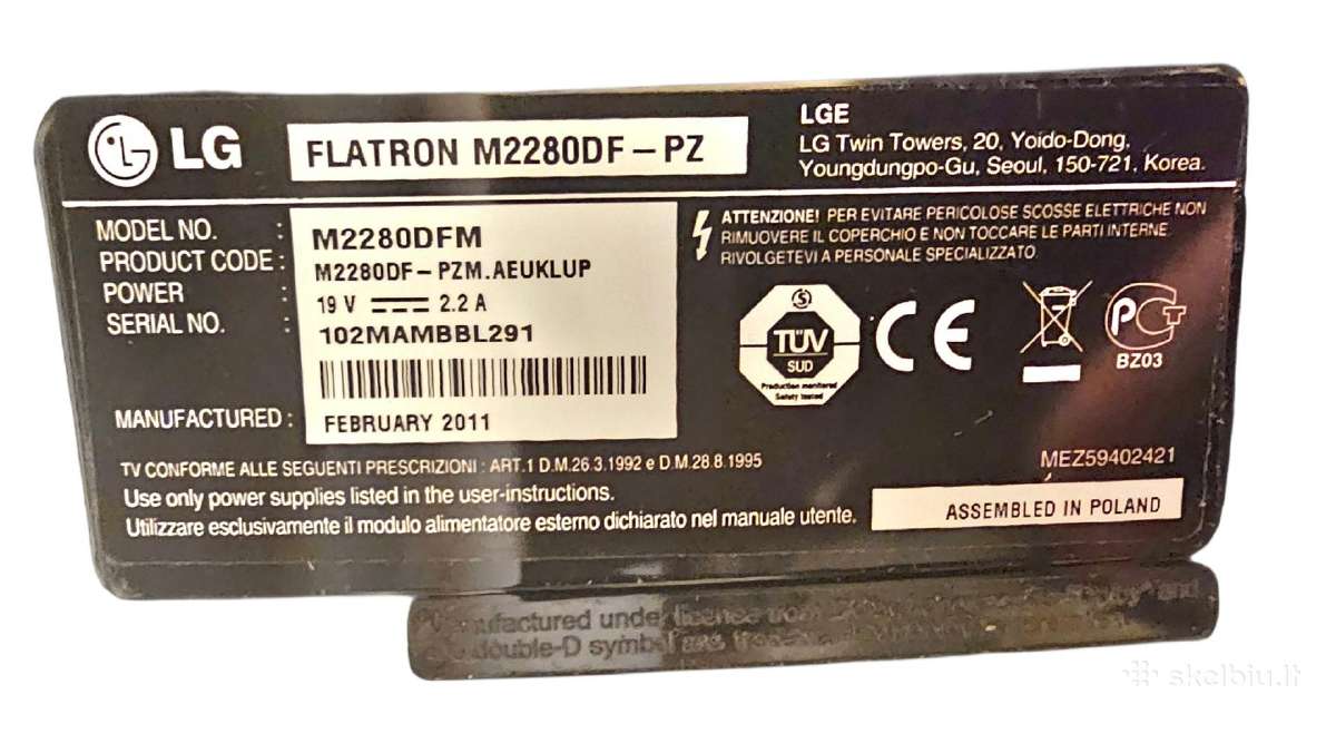 LG M2280df-pz 22 Full HD TV / Monitorius - nuotraukos Nr. 10